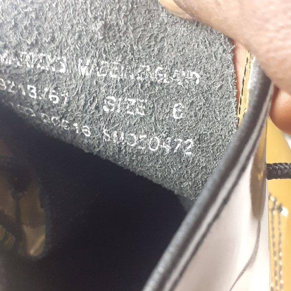 Mustard Yellow Docs, Dr. Martens PATENT LEATHER WATERPROOF Boot Made in England - Picture 7 of 9